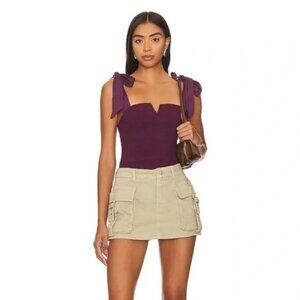 Free People Purple Lola Bodysuit Roan‎ Rogue Adjustable Satin Straps Size S